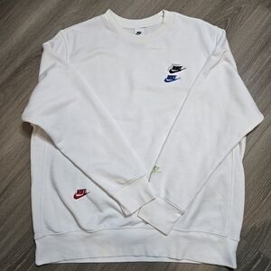 Nike Men's White Sweatshirt with Multicolor Logos Size XL